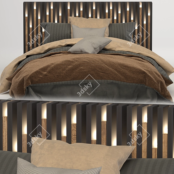 Minimalist Light Line Bed 3D model image 3