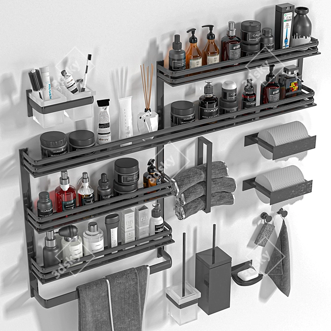 Modern Bathroom Accessory Set 3D model image 2