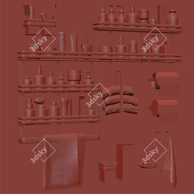 Modern Bathroom Accessory Set 3D model image 4