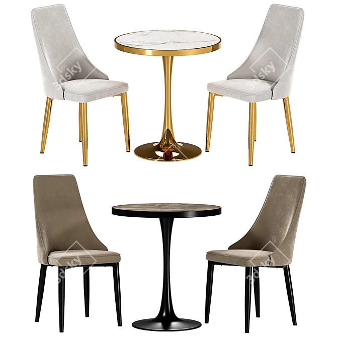 Elegant Largo Dining Chair & Dorian Table Set 3D model image 1