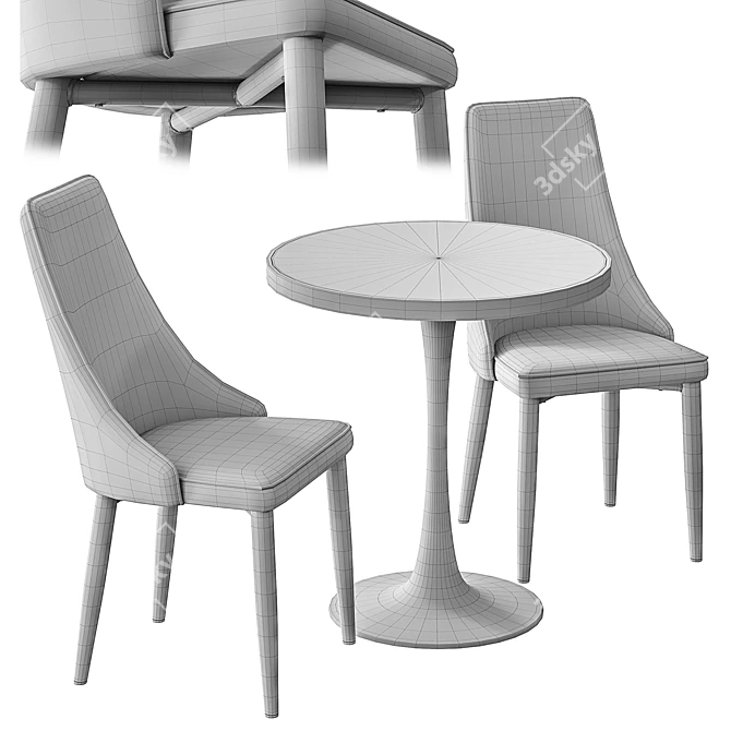 Elegant Largo Dining Chair & Dorian Table Set 3D model image 5