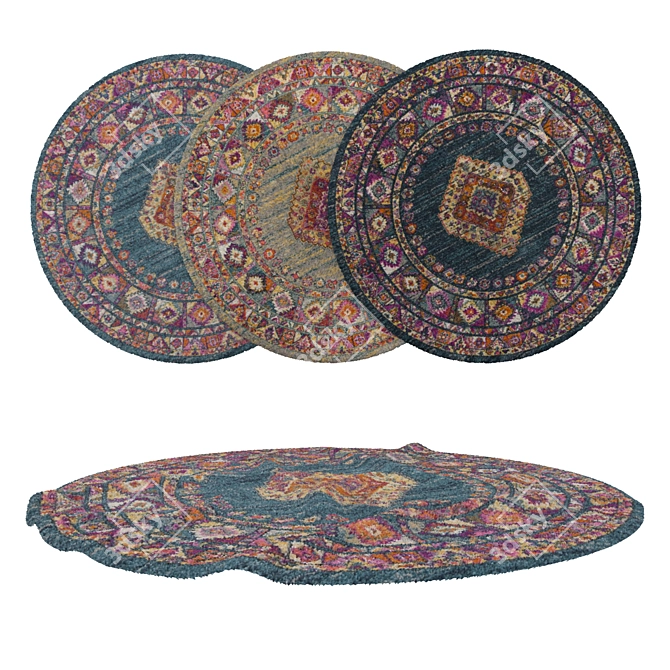 Round Rug Set: Versatile Carpets 3D model image 1