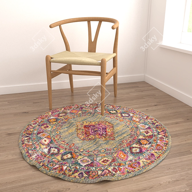 Round Rug Set: Versatile Carpets 3D model image 4