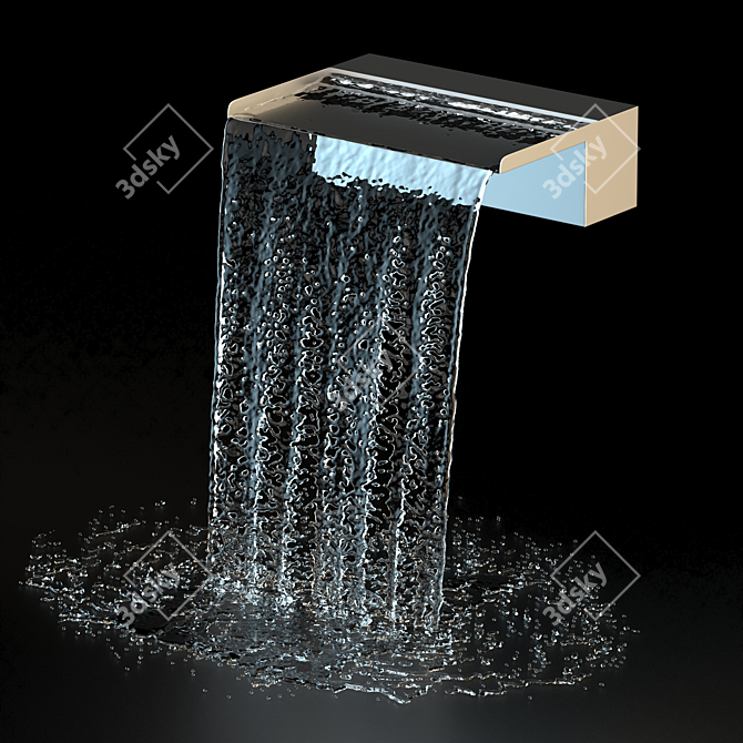 Eleganter Edelstahl-Wasserfall 60cm 3D model image 1