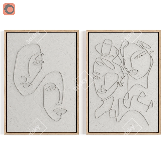 Art Face Line Set 02: Creative Frames Kit 3D model image 2