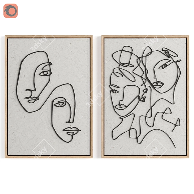 Art Face Line Set 02: Creative Frames Kit 3D model image 3