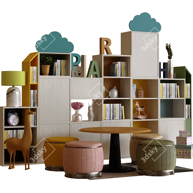 Playful Decor Collection: Books, Vase, Frame and More 3D model image 3