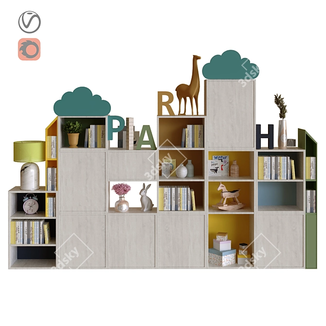 Playful Decor Collection: Books, Vase, Frame and More 3D model image 6