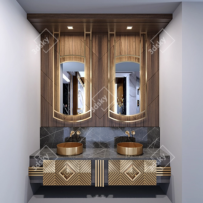 Elegant Bathroom Furniture Set 3D model image 1