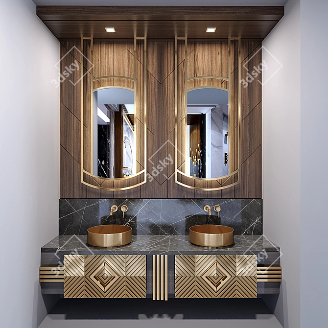 Elegant Bathroom Furniture Set 3D model image 4