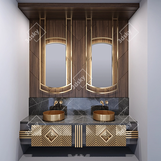 Elegant Bathroom Furniture Set 3D model image 6