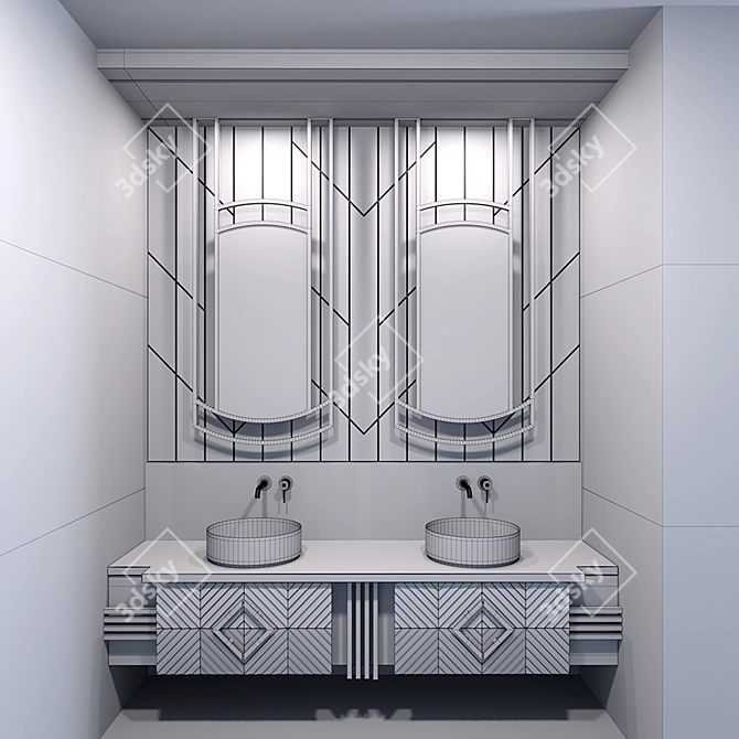 Elegant Bathroom Furniture Set 3D model image 7