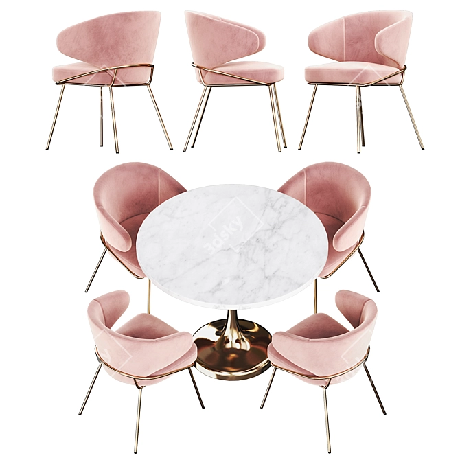 Elegant Kinley Dining Chair Set 3D model image 2