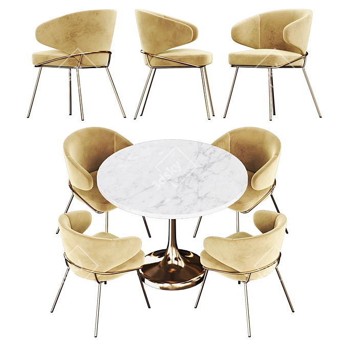 Elegant Kinley Dining Chair Set 3D model image 4
