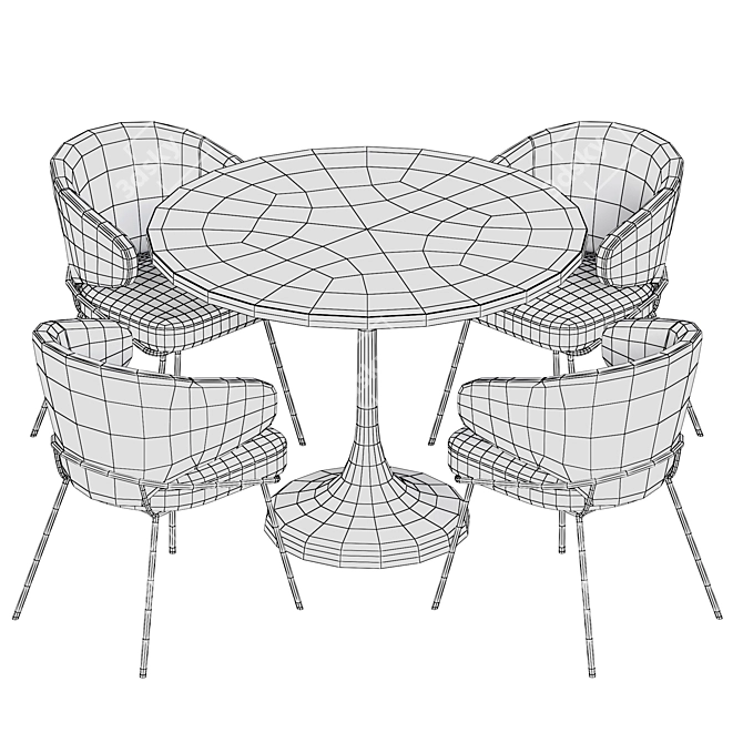Elegant Kinley Dining Chair Set 3D model image 5
