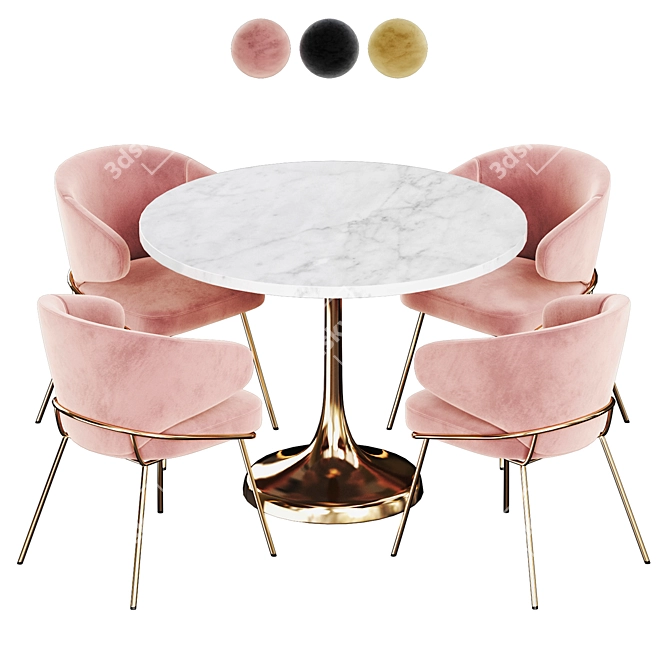 Elegant Kinley Dining Chair Set 3D model image 6