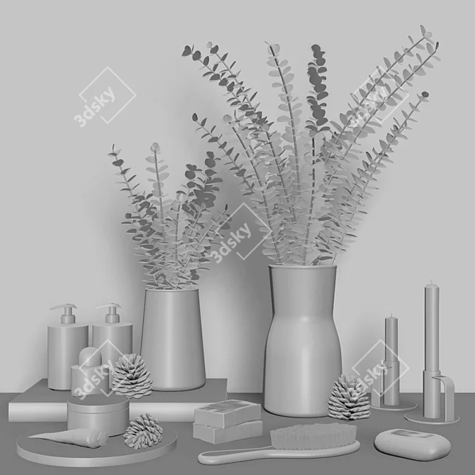 Modern Bathroom Accessories Set 3D model image 4