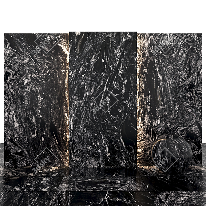 Elegant Oscuro Mist Granite Slabs 3D model image 2