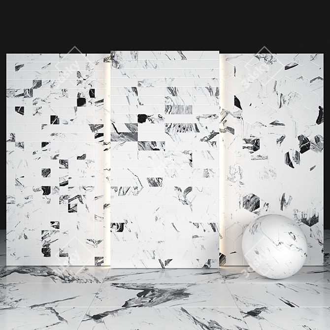 Luxury Statuario Marble Slabs & Tiles 3D model image 3