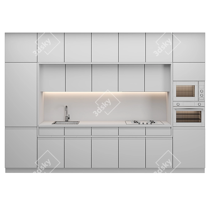 Modern Modular Kitchen 3D model image 5