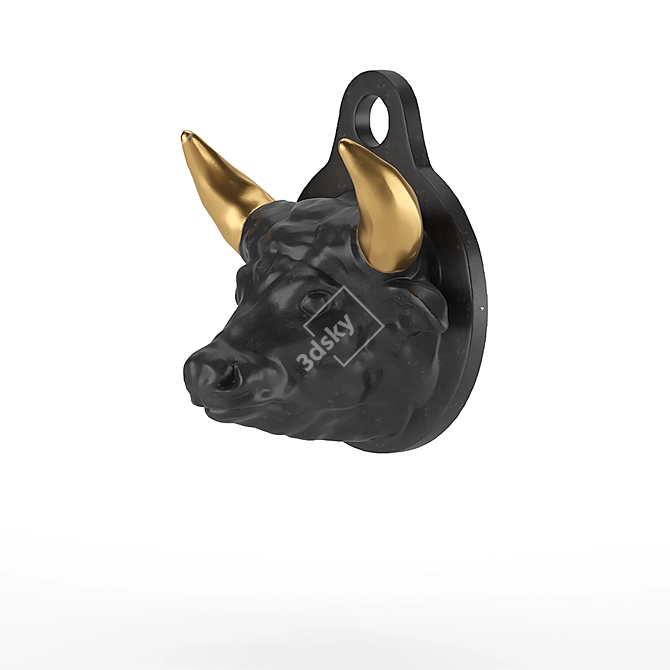 Elegant Cow Head Sculpture 3D model image 1