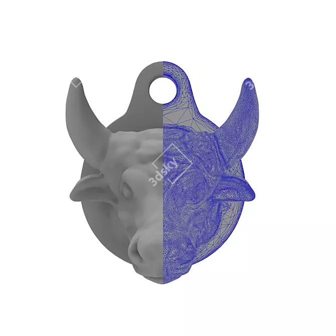Elegant Cow Head Sculpture 3D model image 3