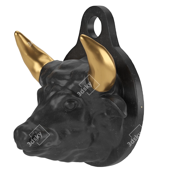 Elegant Cow Head Sculpture 3D model image 5