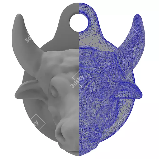 Elegant Cow Head Sculpture 3D model image 6