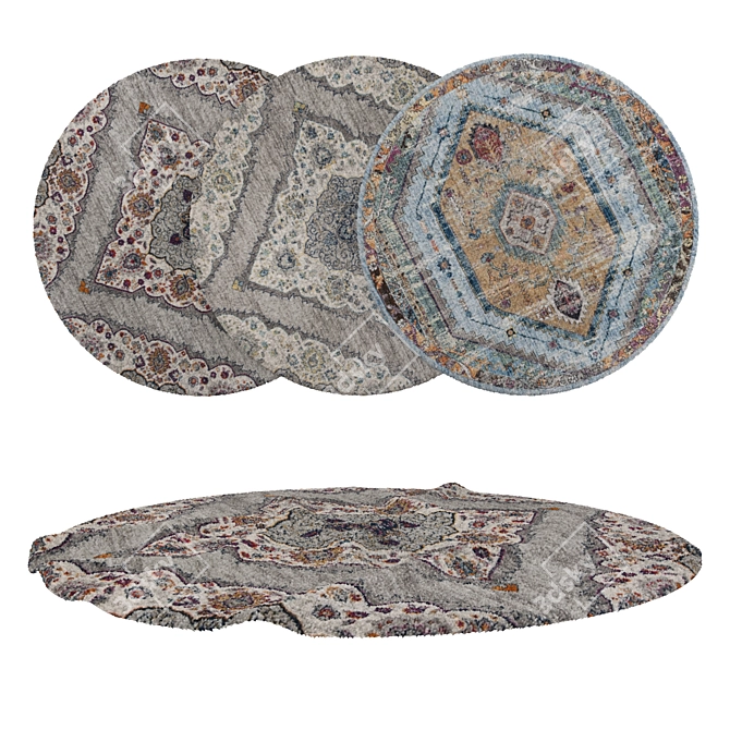 Round Carpets Set: Versatile and High-Quality 3D model image 1