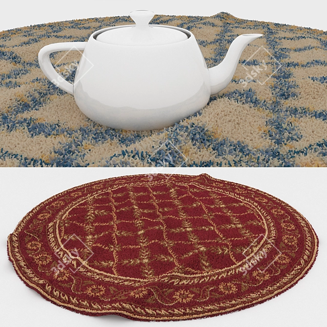 Round Carpet Set 169: Versatile and Realistic 3D model image 3