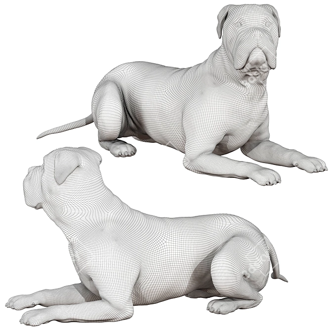  Lifelike Bullmastiff Dog Model 3D model image 5