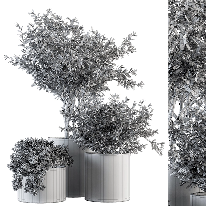 Outdoor Greenery in Concrete Pot - Set 141 3D model image 4