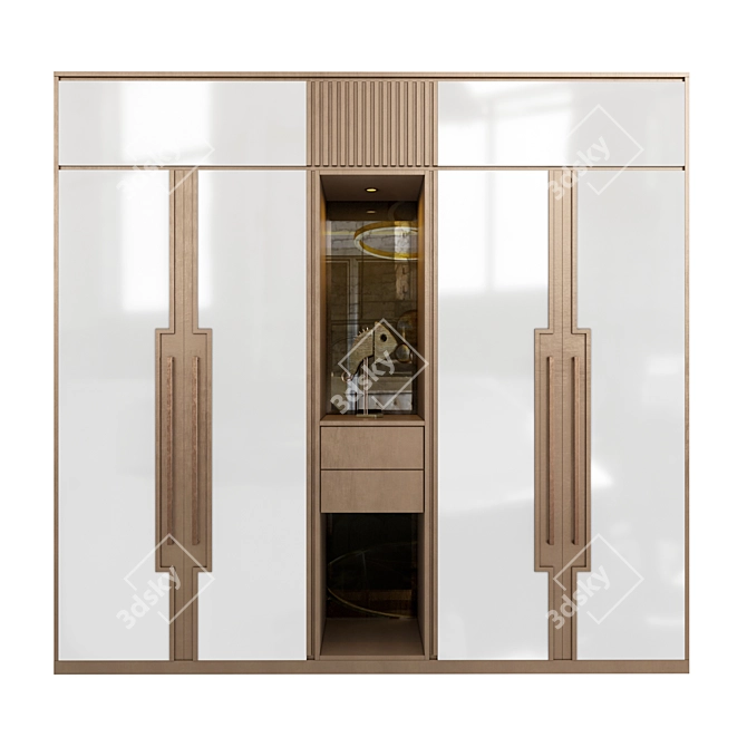 Modern Wardrobe with Textured Finish 3D model image 1