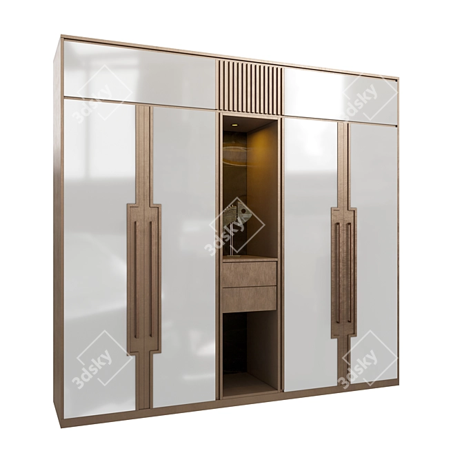 Modern Wardrobe with Textured Finish 3D model image 2