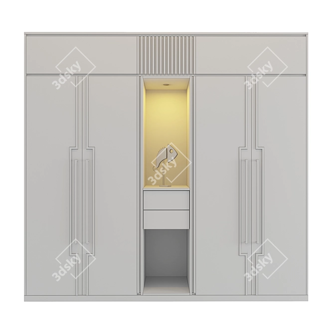 Modern Wardrobe with Textured Finish 3D model image 3