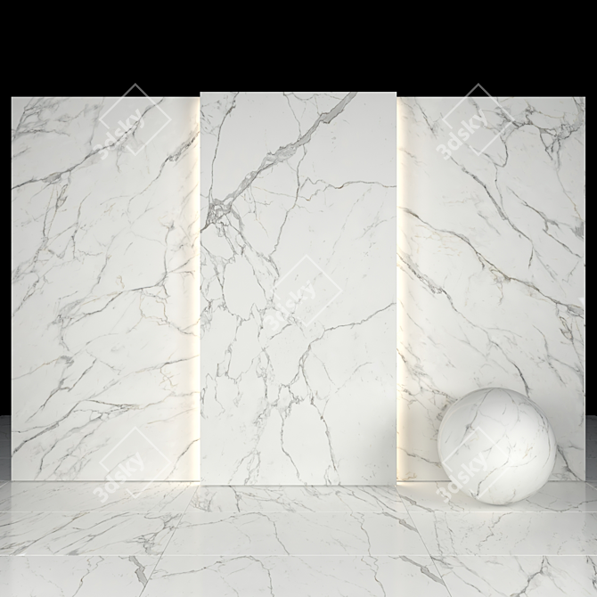 Elegant White Calacatta Tiles 3D model image 1