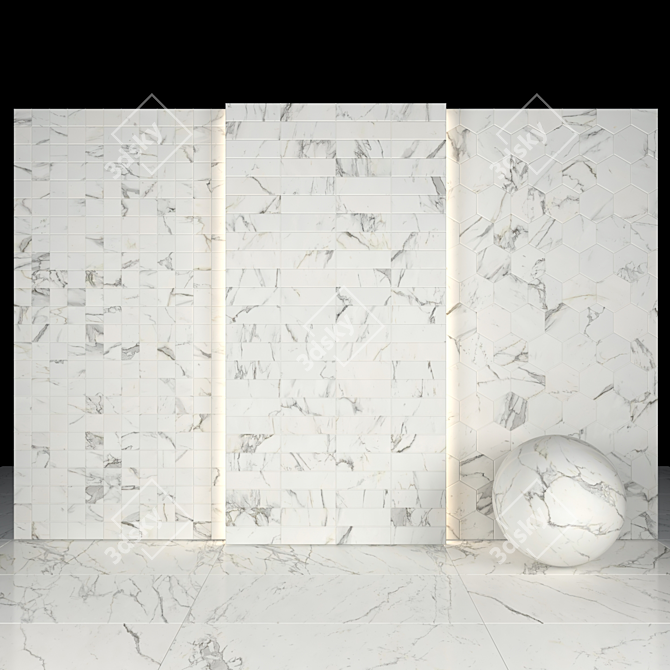 Elegant White Calacatta Tiles 3D model image 3