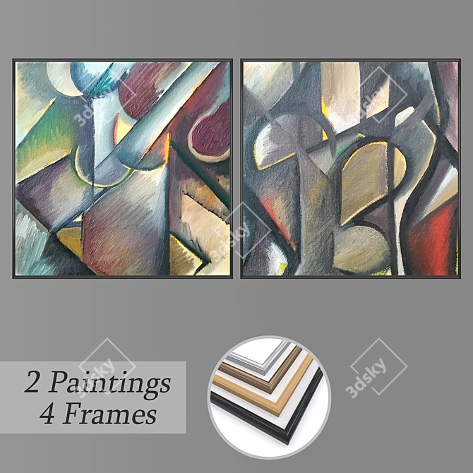 Artful Collection: Set of Wall Paintings 3D model image 1