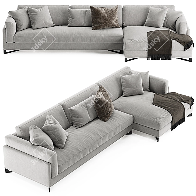 Contemporary DAVIS L-shaped sofa: Frigerio Salotti 3D model image 3