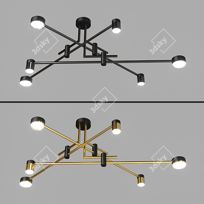 Modern Black Gold Pendant Light 3D model image 1