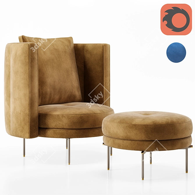 Minotti Swivel Armchair: Modern Elegance 3D model image 1