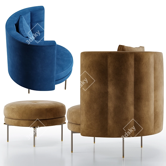 Minotti Swivel Armchair: Modern Elegance 3D model image 3