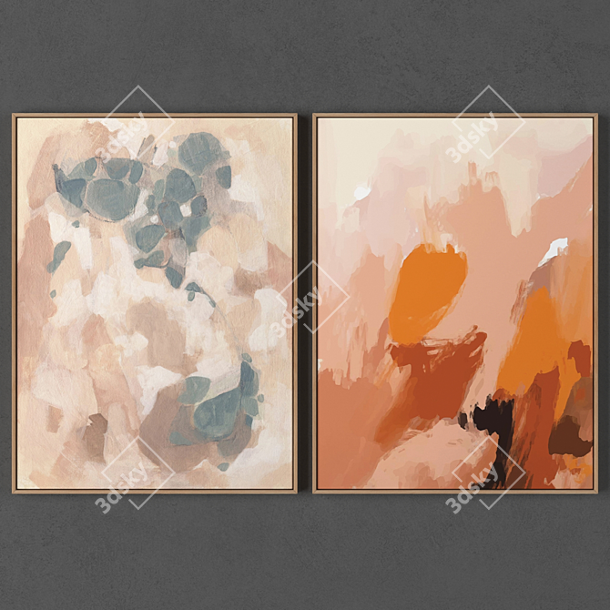 Modern Frame Set: 2 Frames, 600*450mm, High Resolution Textures 3D model image 1