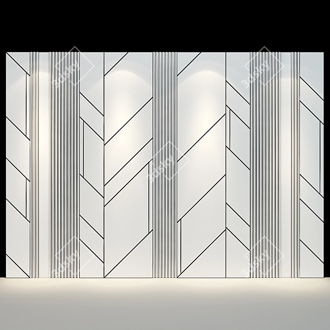 Elegant Artisanal Wall Panel 3D model image 3