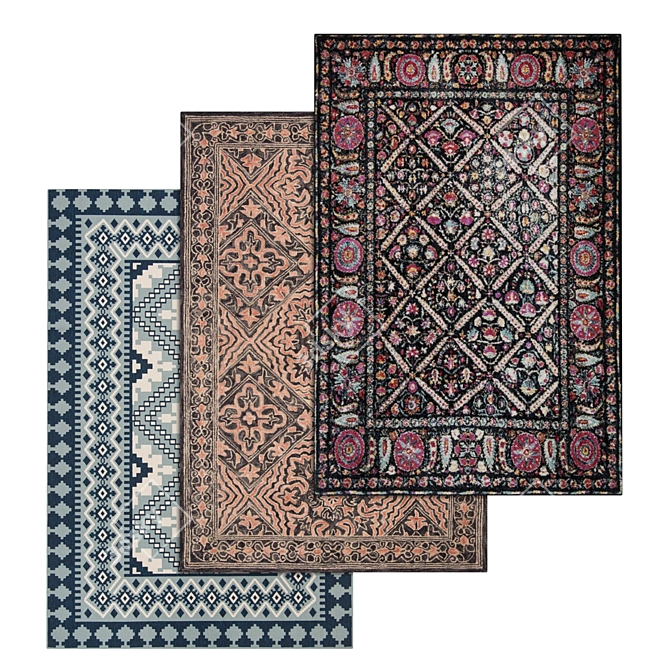 Luxury Textured Carpets Set 3D model image 1
