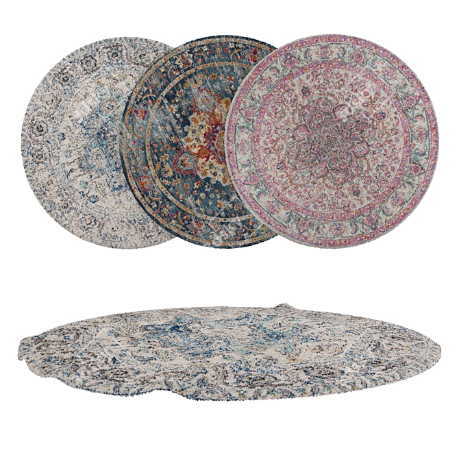 Round Carpets Set 173 - Variety and Versatility for Stunning Renders 3D model image 1