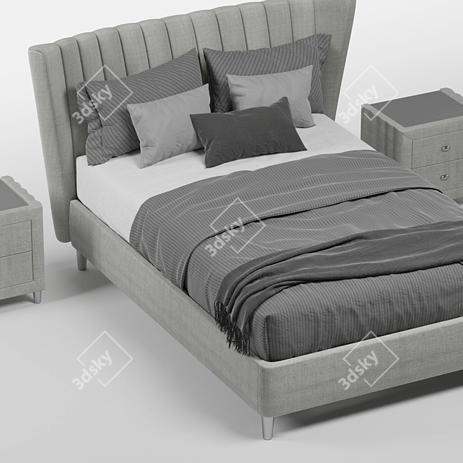 Knox Upholstered Fabric Bed Set 3D model image 6