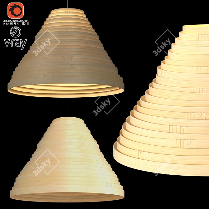 Bamboo Glow Pendant: Handmade Unique Lampshade 3D model image 1