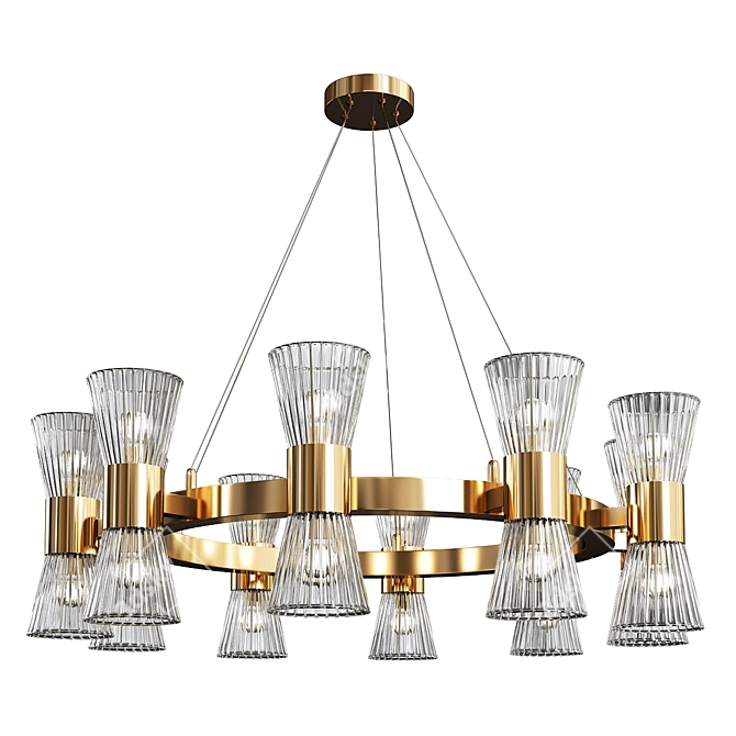 Elegant Brass Chandelier: 4-Light Beauty 3D model image 1