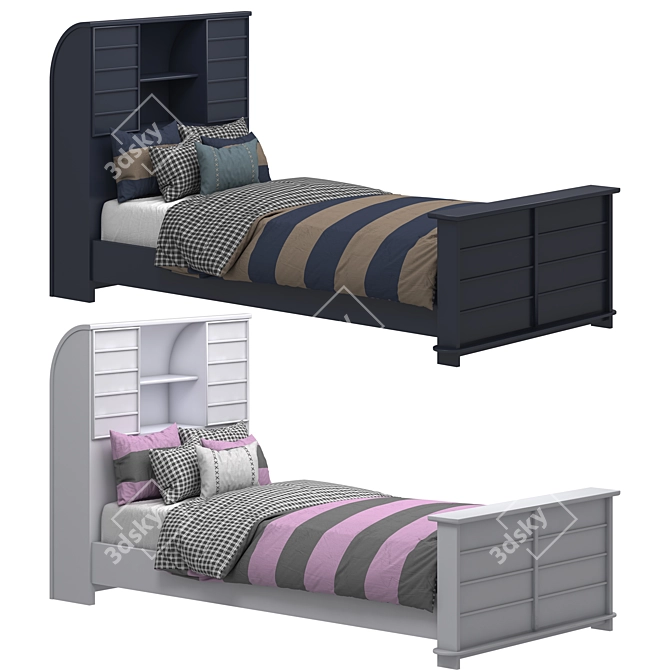 Modern Bed with Dual Color Options 3D model image 1